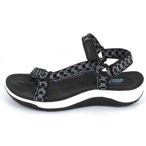 Skechers Washable Knit Quarter Strap Sandals - Reggae Cup in Black 10. GUC